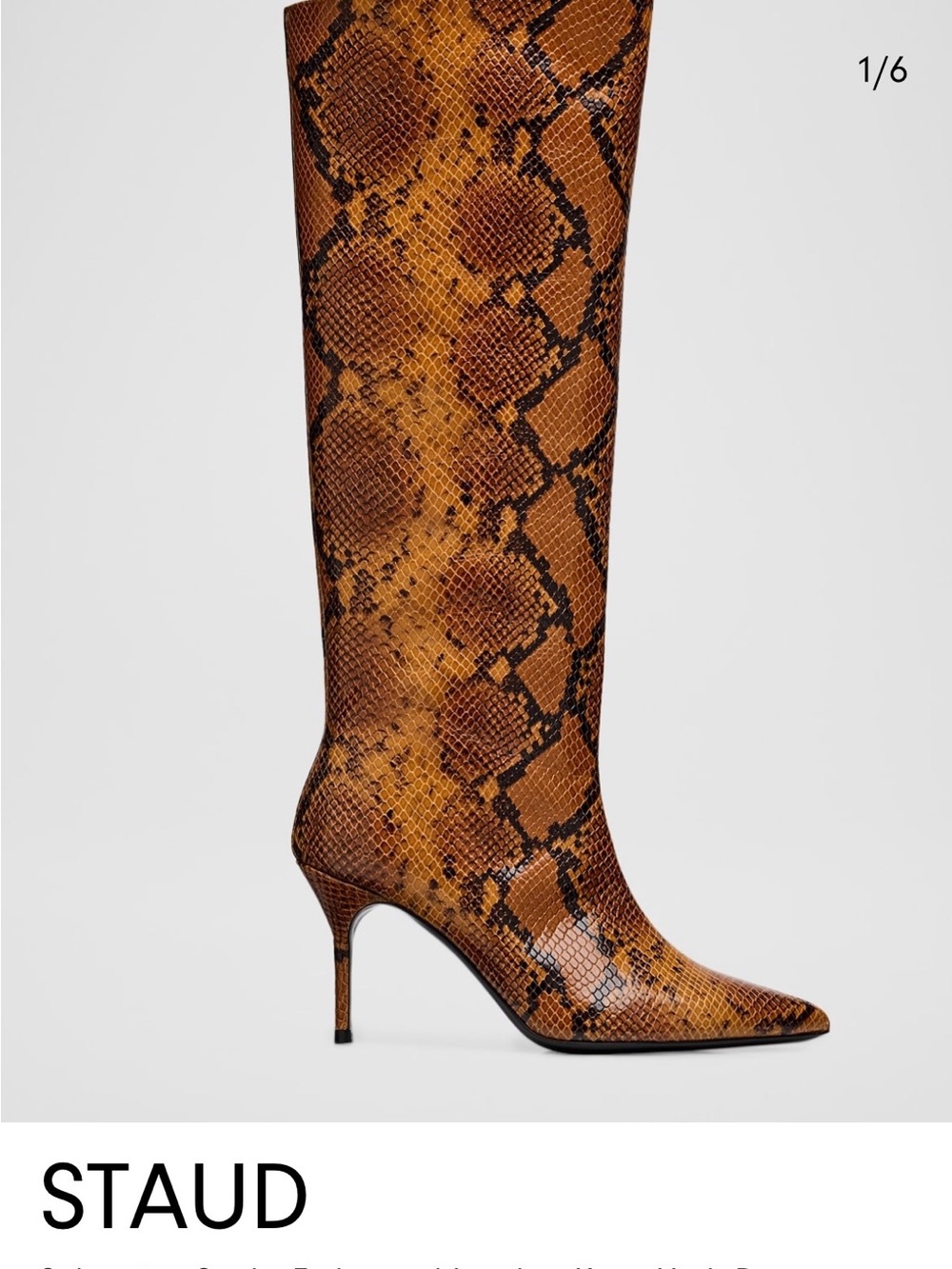 STAUD Tan and Brown Snake-Print Over-the-Knee Stiletto Boots
